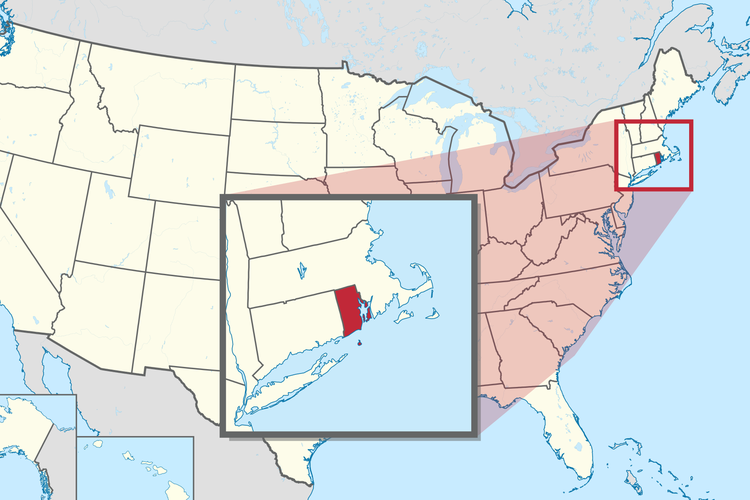 Peta Rhode Island (berwarna merah)