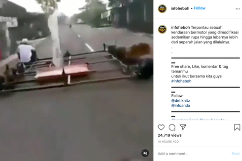 Viral, Video Vespa Modif Brutal yang Lebarnya Sebadan Jalan