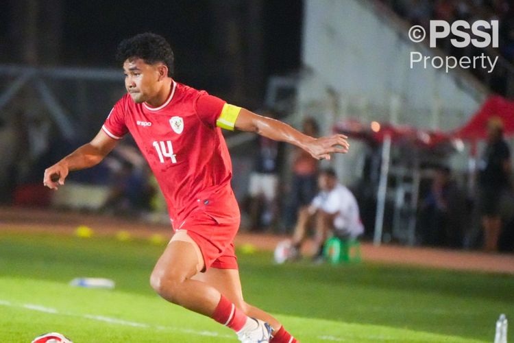 Aksi pemain timnas Indonesia, Asnawi Mangkualam, saat melawan Myanmar di ASEAN Cup 2024, Senin (9/12/2024)