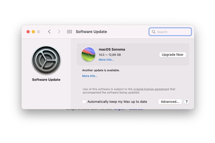 Ilustrasi cara update MacOS Sonoma di Mac.
