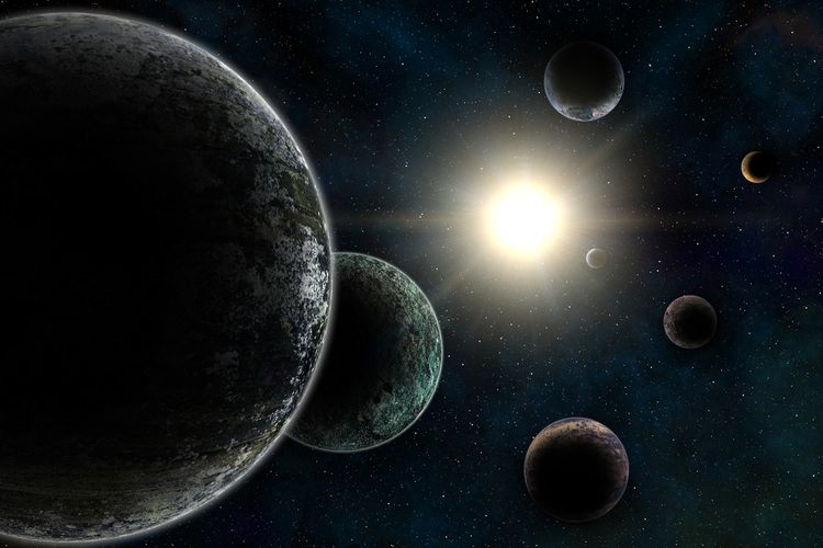 Ilustrasi exoplanet mengorbit bintang mirip Matahari. Planet baru ditemukan disebut planet teringan, dengan massa hanya seperempat massa Bumi, mengorbit bintang terdekat Matahari, Proxima Centauri.