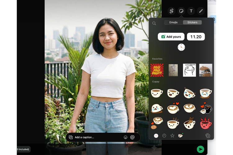 Cara membuat status WA di laptop via WhatsApp Desktop.