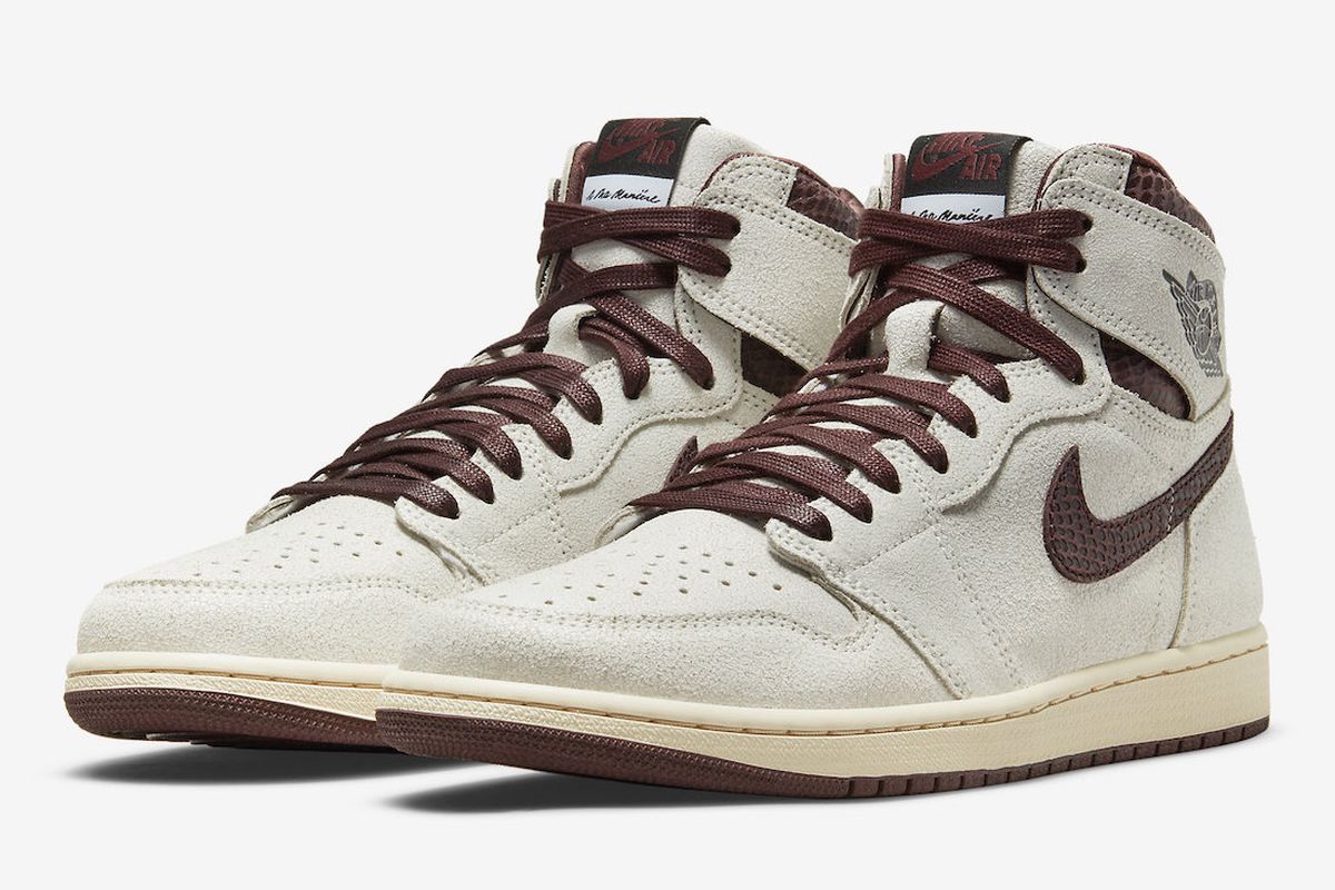 Air Jordan 1 x A Ma Maniere Sail and Burgundy versi high