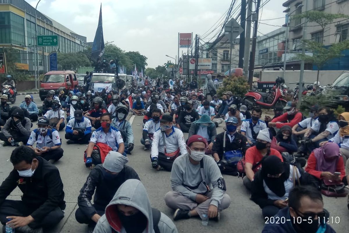 Aliansi Buruh Banten Bersatu tidak mendapatkan izin melakukan aksi penolakan omnibus law RUU Cipta Kerja di DPR