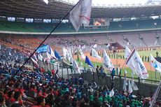 Prabowo Hadir di GBK, Ribuan Buruh Bersorak Riuh Rendah