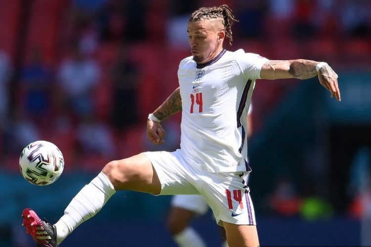 Kalvin Phillips saat bermain untuk timnas Inggris pada ajang Euro 2020 di Stadion Wembley, London pada 13 Juni 2021. 