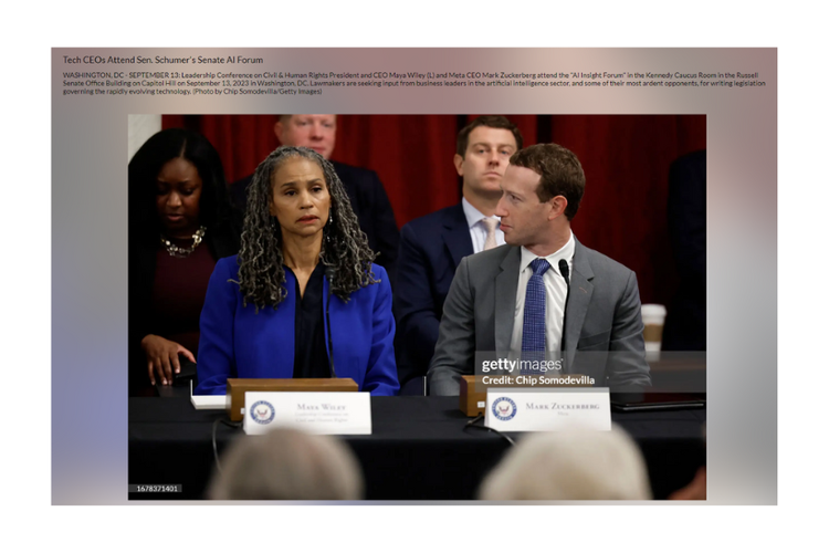 Tangkapan layar foto Mark Zuckerberg saat menghadiri AI Insight Forum