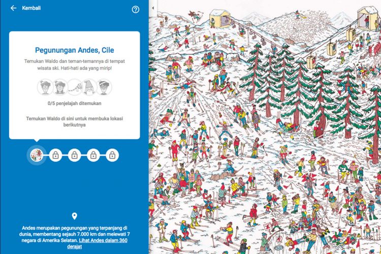 Minigame Wheres Waldo di Google Maps berupa pencarian tokoh Waldo dan kawan-kawannya dalam gambar puzzle di sejumlah lokasi yang tersebar di peta.