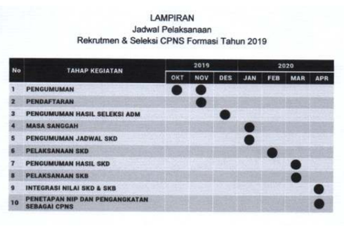 Jadwal Lengkap Seleksi-Penetapan CPNS 2019 Berdasarkan Kemenpan RB