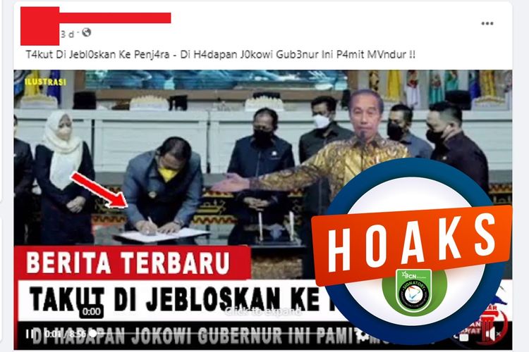 Tangkapan layar Facebook narasi yang menyebut bahwa Arinal Djunaidi mengundurkan diri sebagai Gubernur Lampung