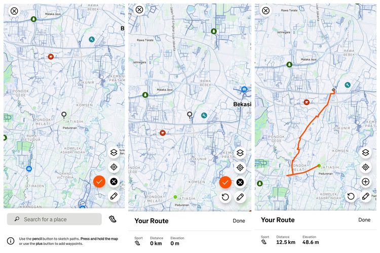 Fitur Custom Waypoints di Strava.