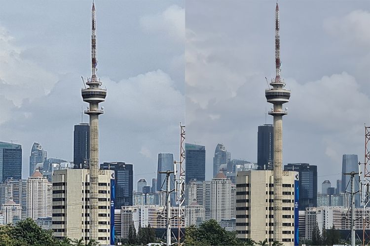 Kamera telephoto Galaxy S20 Ultra baru aktif di tingkat zoom 4x (foto kanan). Sebab itu, kualitasnya jauh lebih bagus dibandingkan tingkat zoom 1,1x hingga 3,9x (foto kiri) yang merupakan hasil pembesaran dari kamera wide 108 MP.