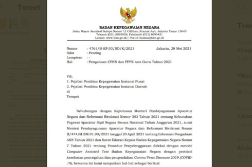 BKN Keluarkan Surat tentang Pengadaan CPNS dan PPPK Non-Guru 2021, Apa Isinya?