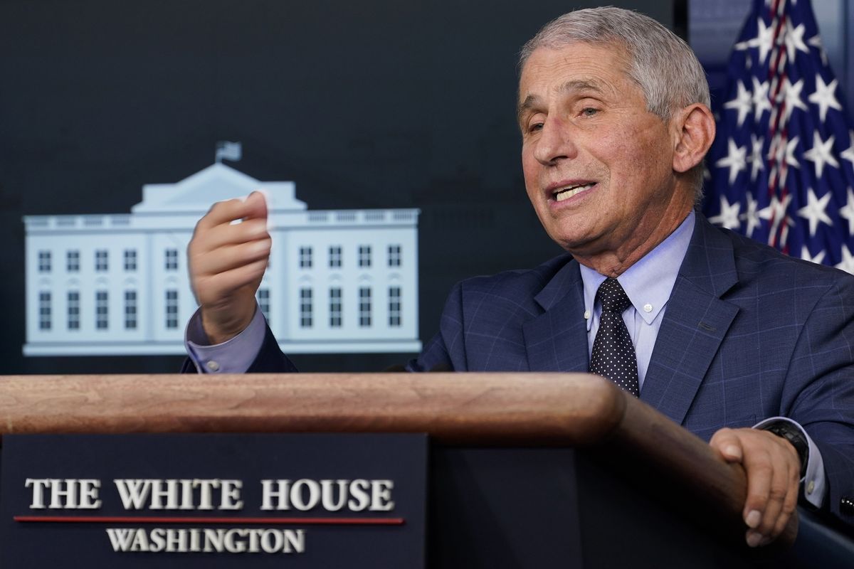 Dr Anthony Fauci Direktur Institut Nasional Alergi dan Penyakit Menular Amerika Serikat, saat berbicara di konferensi pers gugus tugas virus corona Gedung Putih, pada Kamis (19/11/2020).