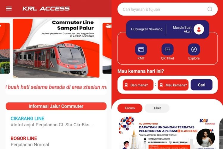 Aplikasi KRL Access dan C-Access untuk cek informasi KRL termasuk kepadatan penumpang di dalam gerbong kereta.