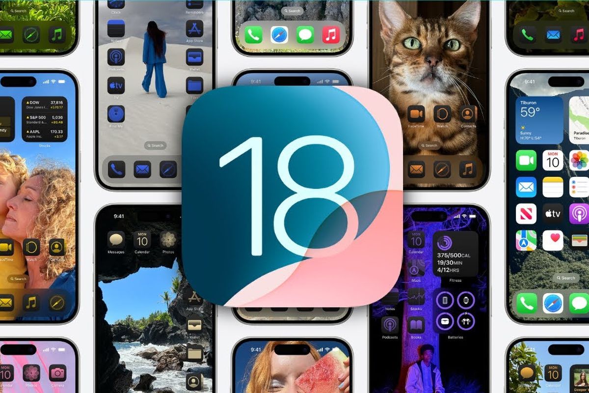 Ilustrasi fitur iOS 18 yang memungkinkan pengguna mengkustomisasi tampilan Home Screen dan Lock Screen