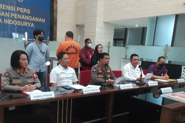 Konferensi pers pengungkapan kasus tindak pidana pencucian uang (TPPU) KSP Indosurya di Mabes Polri, Jakarta, Kamis (16/3/2023).