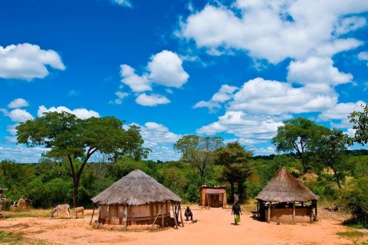 Rumah khas pedesaan di Afrika.