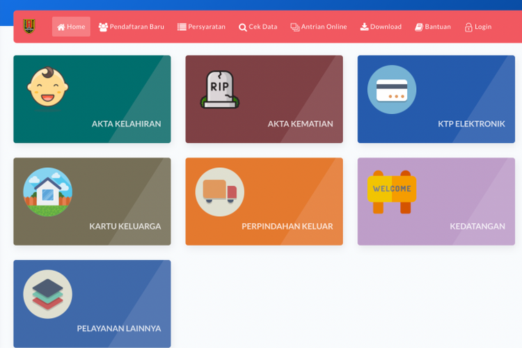 Website Dispendukcapil Kota Semarang.