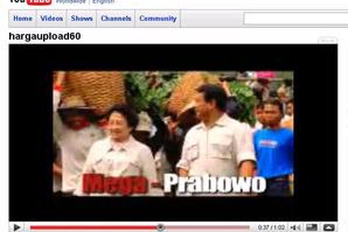 Cuplikan iklan milik Megawati-Prabowo kini menyebar lewat situs video Youtube.