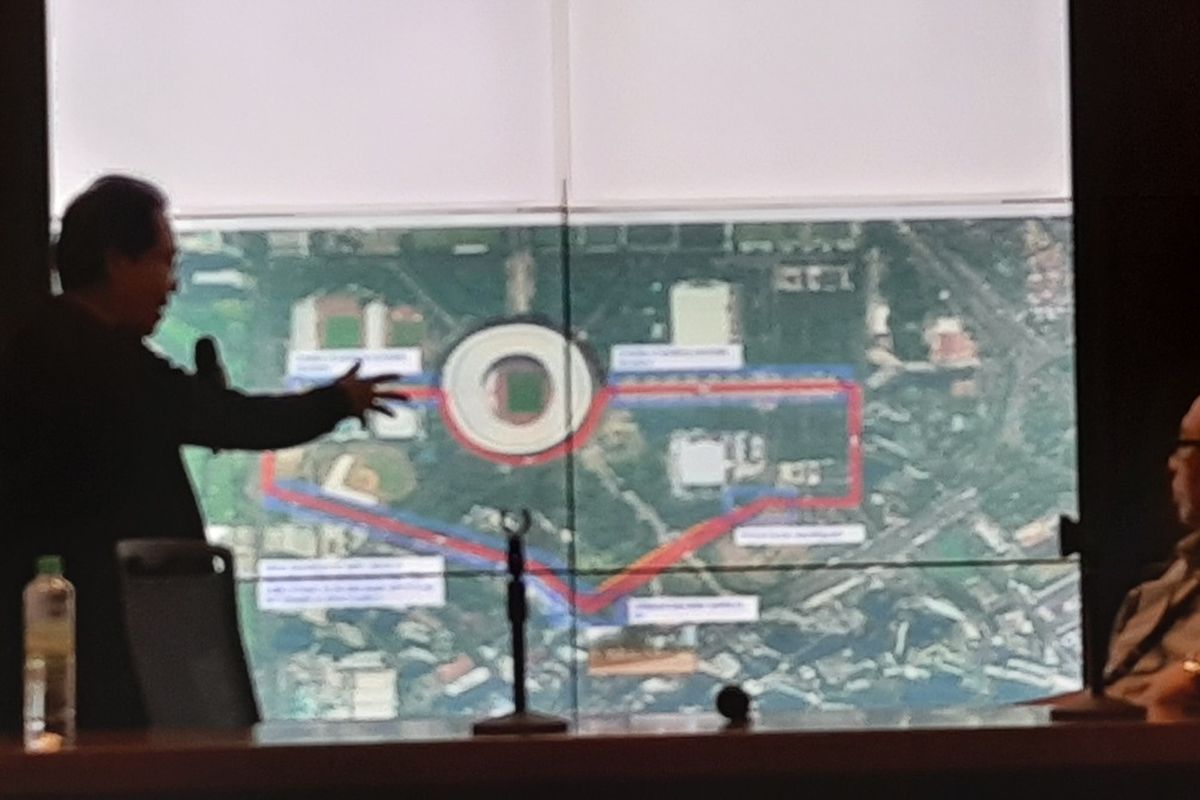 Rute balap Formula E jika diselenggarakan di Gelora Bung Karno, Jakarta Pusat