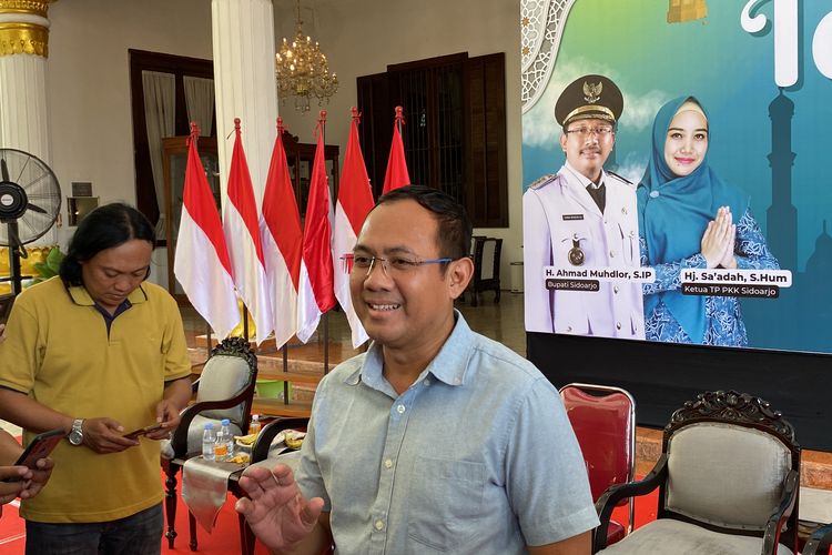 Penasihat hukum Bupati Sidoarjo, Mustofa Abidin di Pendopo Delta Wibawa, Selasa (16/4/2024).