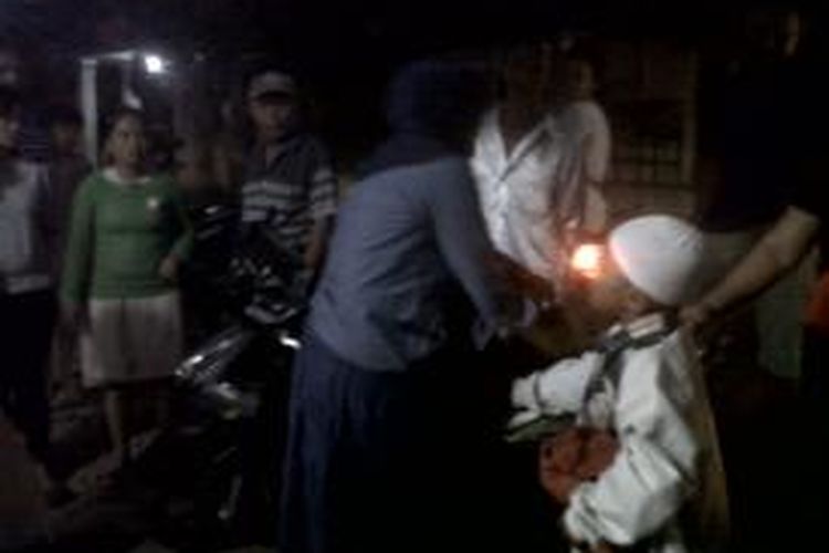 Nur, ibu rumah tangga yang menjadi korban jambret di Pematangsiantar, Sumatera Utara, Selasa (7/4/2015) malam.