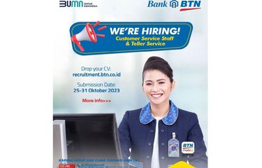 Tangkapan layar informasi lowongan kerja Bank BTN