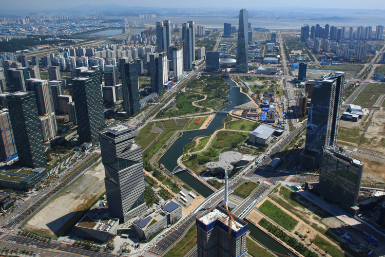 Songdo International Business District di Korea Selatan.