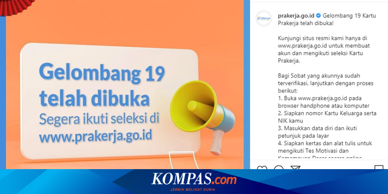 Segera Daftar, Kartu Prakerja Gelombang 19 Dibuka untuk 800.000 Orang - Vimarsana News