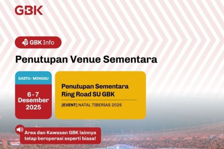 Catat, Area Jogging Dalam GBK Tutup pada 6–7 Desember 2025