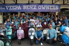 Loyalis Vespa dan Mercedes-Benz Gelar Konvoi dan Bakti Sosial