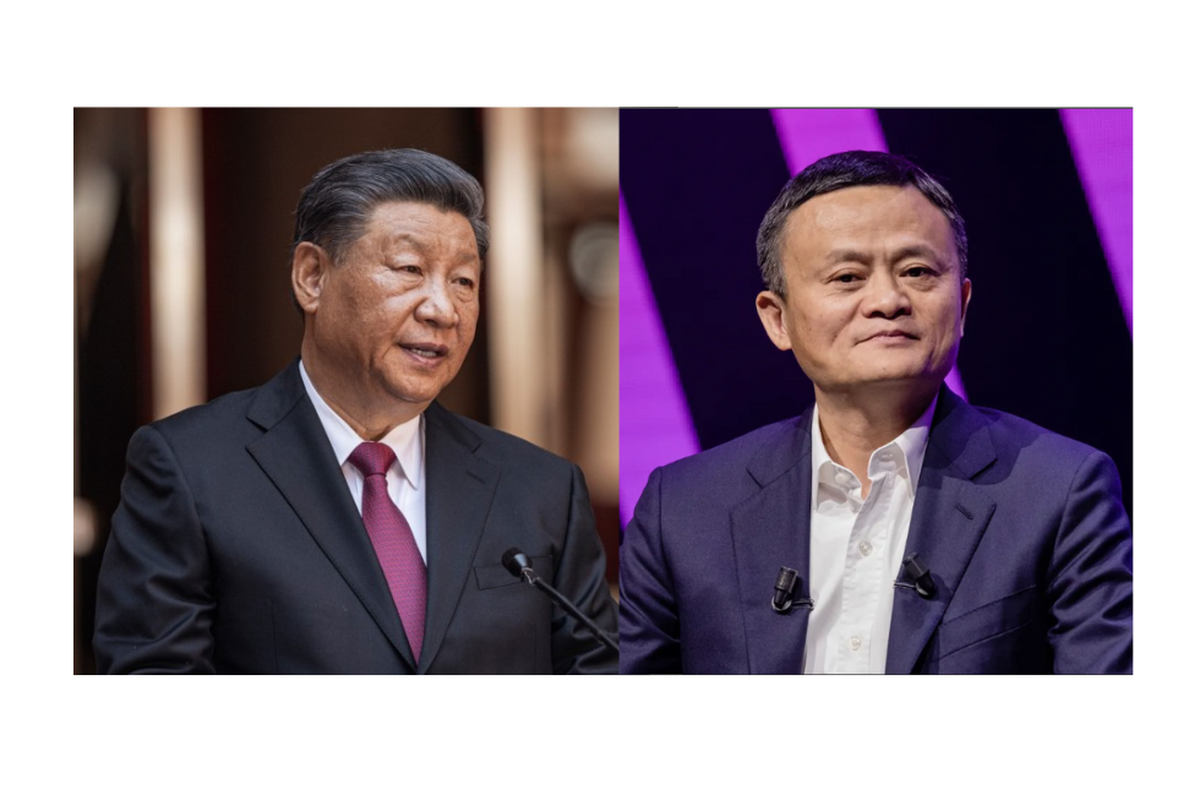 Kolase foto Presiden China, Xi Jinping (kiri) dan Pendiri Alibaba, Jack Ma (kanan). 