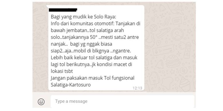 Informasi yang menyebar di grup percakapan Whatsapp mengenai kemiringan di tanjakan tol Salatiga menuju Solo mencapai 50 derajat. Informasi ini hoaks. 