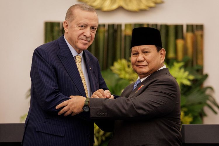 Pertemuan Presiden Prabowo dan Presiden Erdogan pada saat kunjungan Presiden Turki tahun 2025.