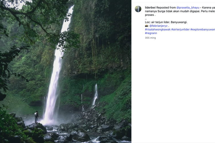 Air Terjun Lider terletak di Banyuwangi merupakan salah satu tempat wisata alam di Banyuwangi.