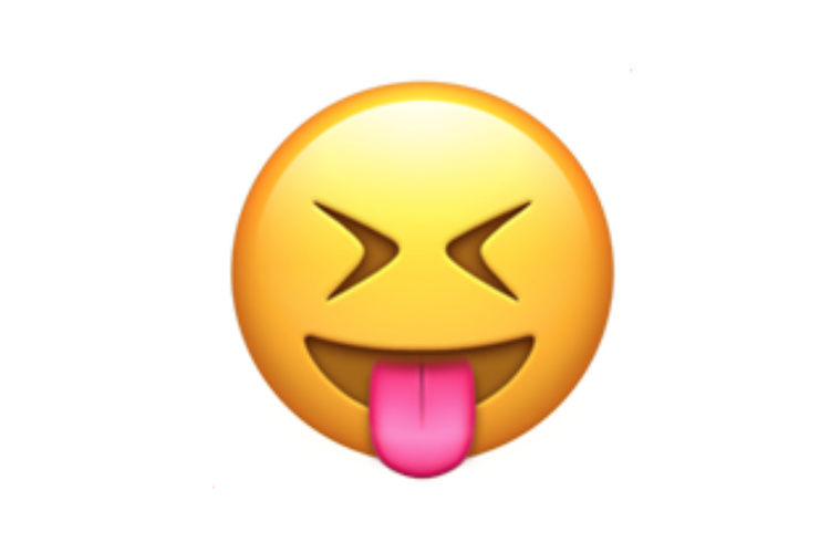Ilustrasi emoji wajah dengan menyipitkan mata dan lidah menjulur.