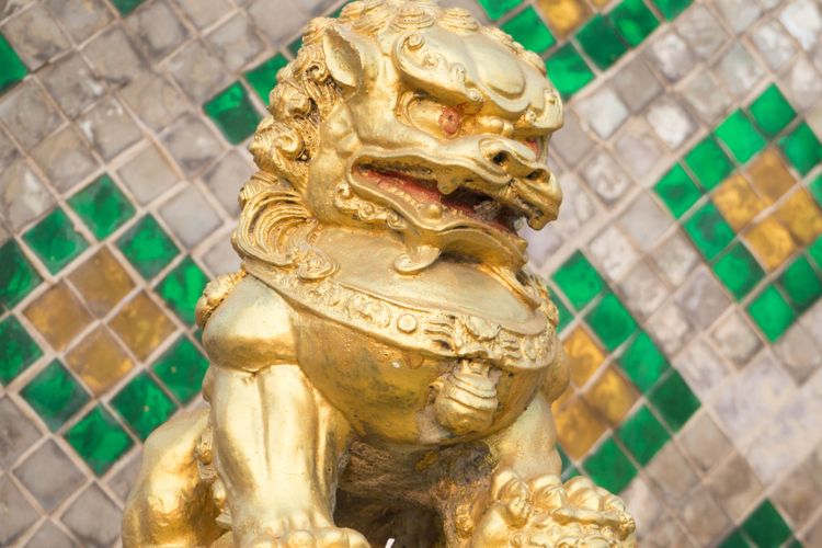 Ilustrasi simbol anjing fu. 