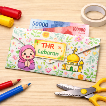 3 Ide Amplop Lebaran yang Mudah Dibuat di Rumah: Amplop Lebaran dari Kertas Kado.