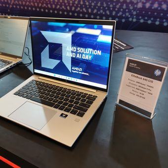 Salah satu produk laptop dari HP yang ditenagai prosesor AMD dari seri Ryzen Pro 7040