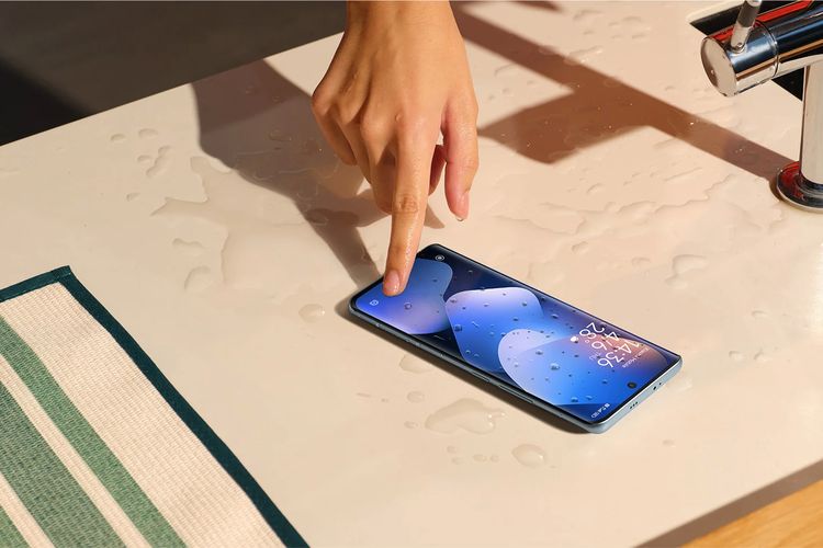Ilustrasi ponsel Xiaomi yang sudah pakai teknologi Wet Touch.