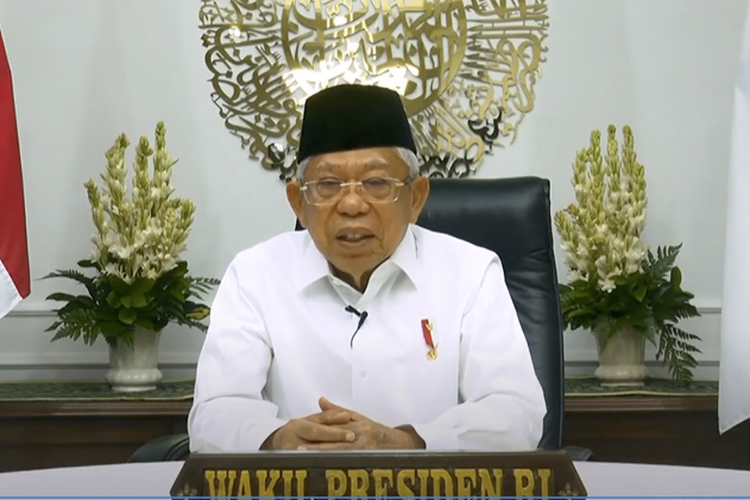 Wapres Ma'ruf Amin dalam Dies Natalis ke-37 Universitas Terbuka yang digelar secara daring dan luring di UT Convention Center, Banten, pada Sabtu , 4 September 2021.
