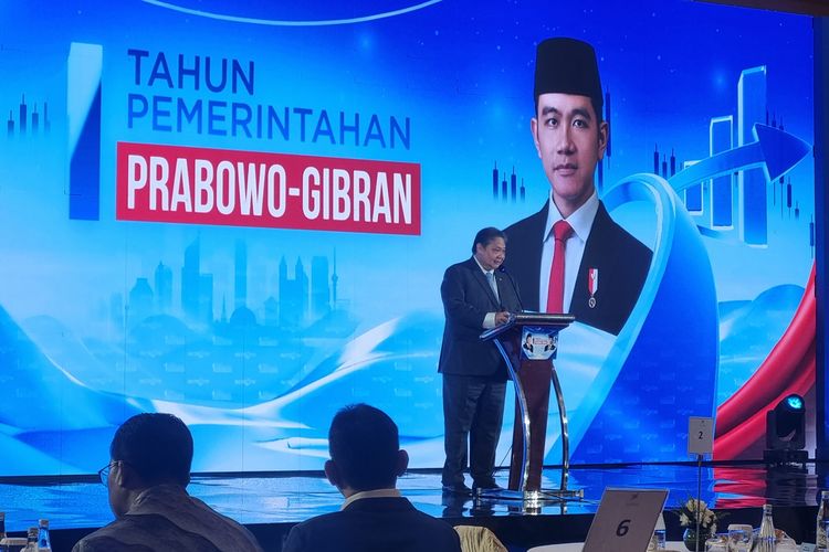 Menteri Koordinator Bidang Perekonomian Airlangga Hartarto di Hotel JS Luwansa, Jakarta, Kamis (16/10/2025).