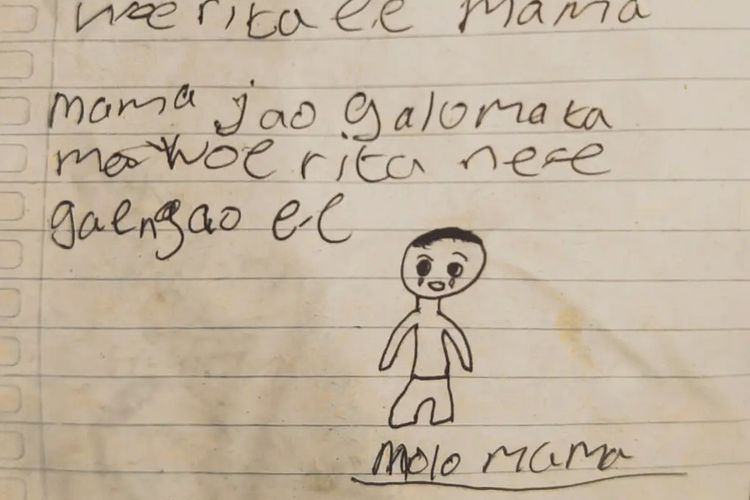 Tulisan tangan YBS (10), korban diduga bunuh diri pada Kamis (29/1/2026). Korban merupakan siswa kelas IV salah satu sekolah dasar di Kabupaten Ngada, Nusa Tenggara Timur.