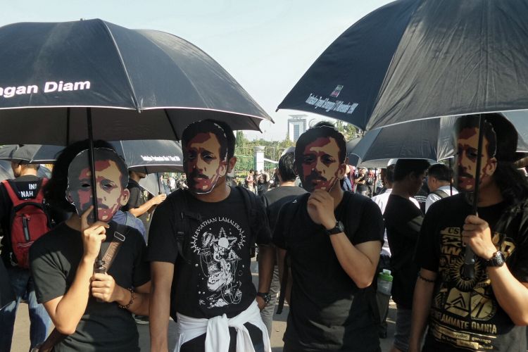 Aksi Kamisan ke 505 di seberang Istana Kepresidenan, Jakarta Pusat, Kamis (7/9/2017).