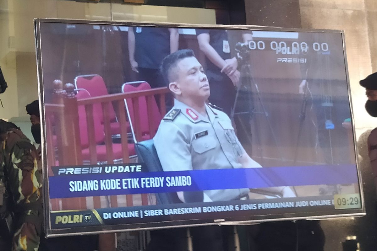 Inspector General Ferdy Sambo during a Police's code of ethics trial against him in Jakarta, Aug 25, 2022. 