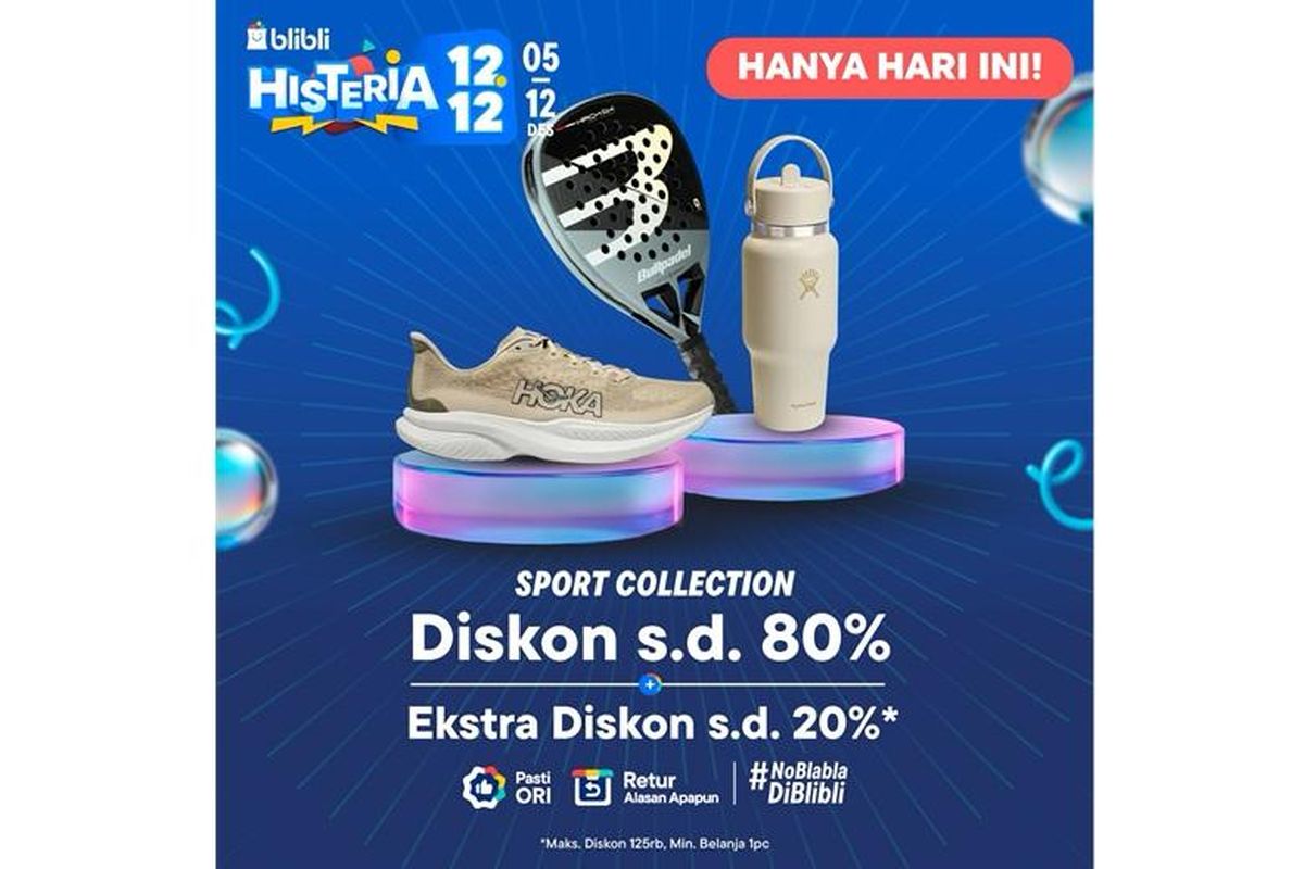 Blibli Histeria 12.12 menghadirkan diskon hingga 80 persen untuk produk Sport Collection. 