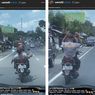 Viral, Video Pemotor Berkaus Polisi Lakukan Atraksi Lepas Setang dan Tak Gunakan Helm