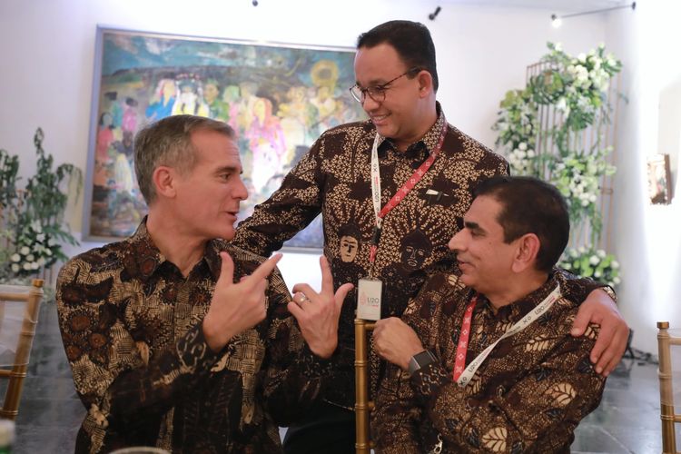 Gubernur Daerah Khusus Ibu Kota (DKI) Jakarta Anies Baswedan dalam acara Urban 20 (U20) Mayors Summit, Senayan, Jakarta, Selasa (30/8/2022).
 
