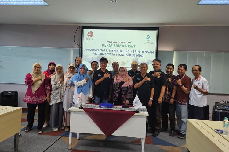 Badan Riset dan Inovasi Nasional (BRIN) melalui Pusat Riset Metalurgi (PRM) Organisasi Riset Nanoteknologi dan Material (ORNM) dan PT Prima Tirta Tekno Solusindo (PTTS), Selasa (21/11/2023).